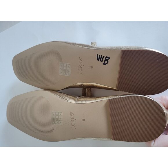 J. Crew Factory Golden Metallic ballet flat shoes size 9 Preppy Holiday party - Picture 9 of 10
